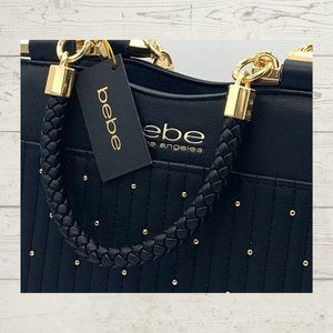 Bebe Aliah Stud Micro Shopper Crossbody Black